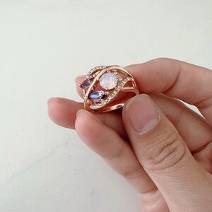 Elegant Rose Gold and Purple Gemstone Ring